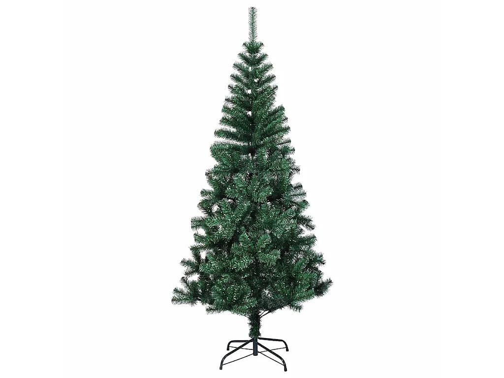 Künstlicher Weihnachtsbaum mit Beleuchtung, Grün, 150 cm, PVC und Metall