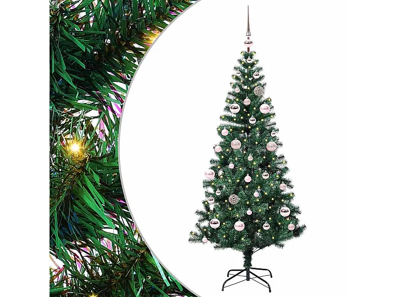 Albero di Natale artificiale preilluminato verde 150 cm PVC e metallo