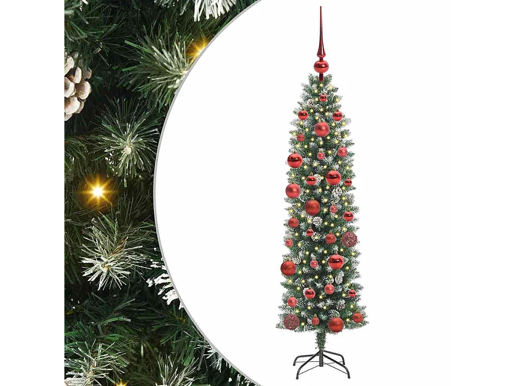Schlanker künstlicher Weihnachtsbaum mit 150 LEDs Grün und Weiß 150 cm