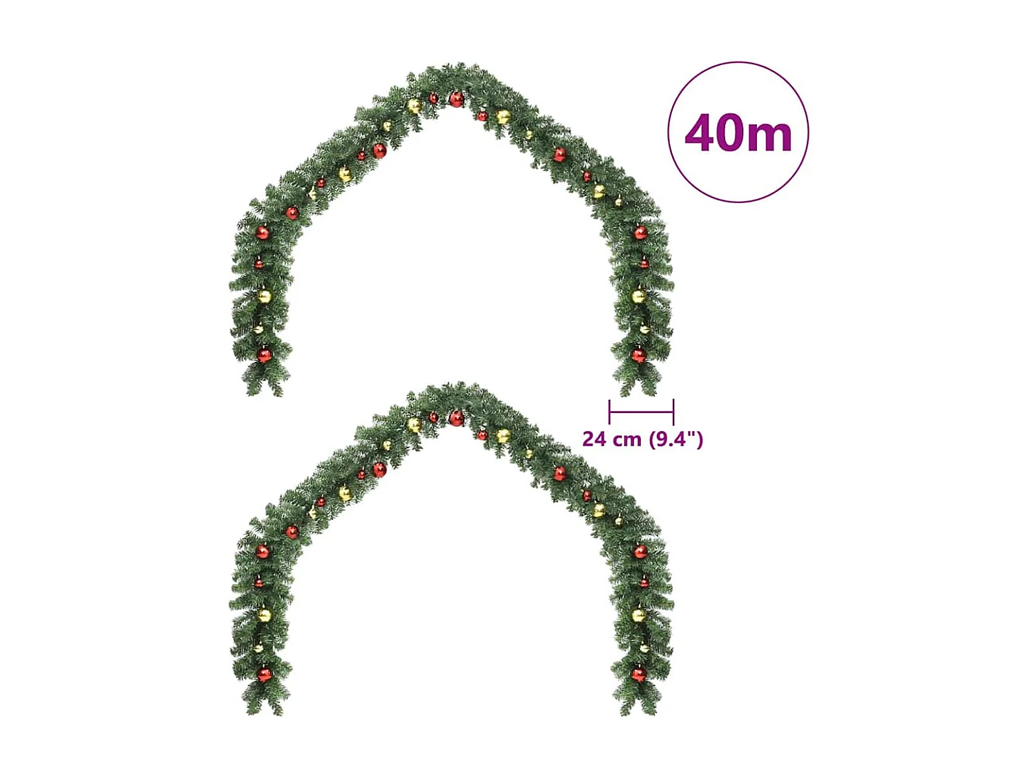 Guirlande de Noël avec 600 LED 2 pcs Vert PVC