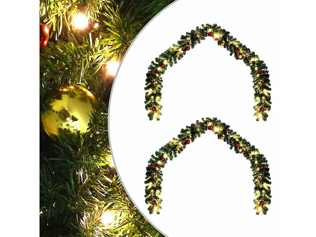 Weihnachtsgirlande mit 600 LEDs 2 Stück Grünes PVC