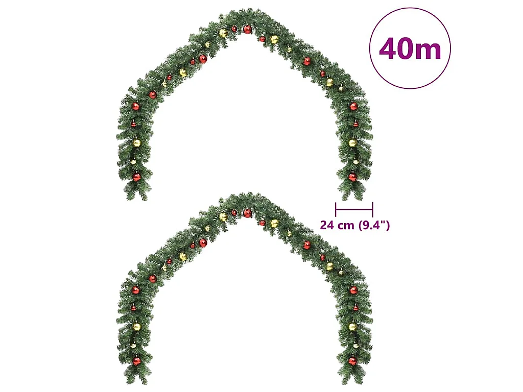 Weihnachtsgirlande mit 600 LEDs 2 Stück Grünes PVC