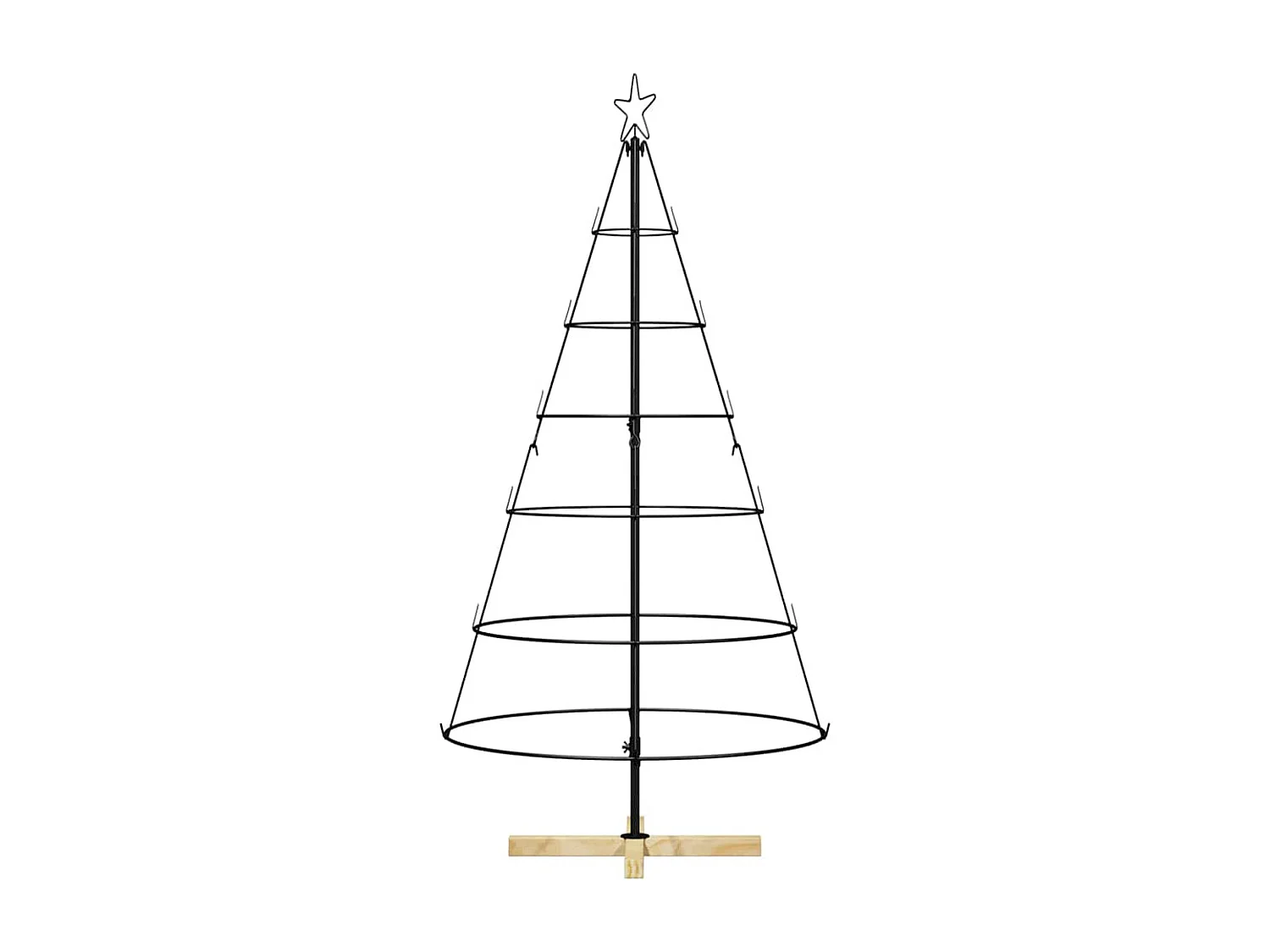 Arbre en cône de Noël avec support Noir 150 cm Acier