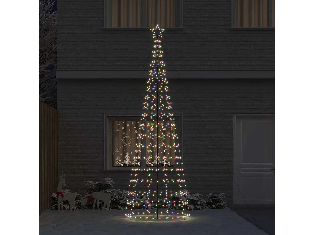 Arbre de Noël LED avec piquets au sol Multicolore 400 cm Fer