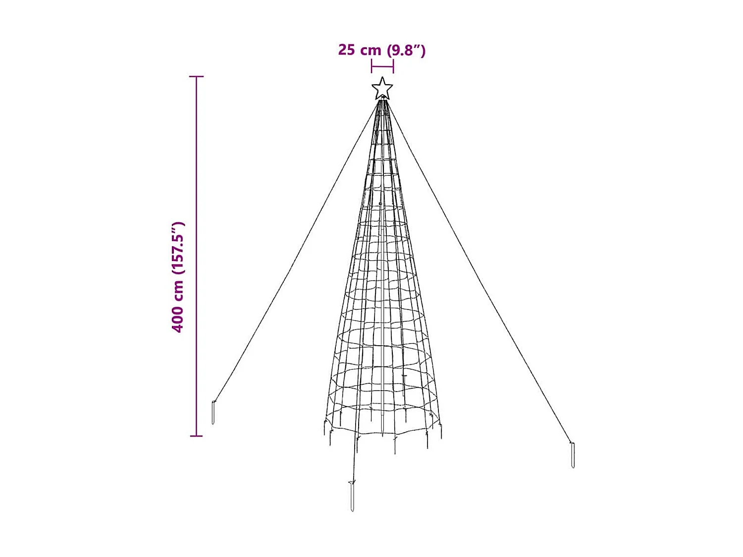 Arbre de Noël LED avec piquets au sol Multicolore 400 cm Fer