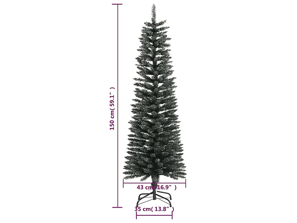 Schlanker künstlicher Weihnachtsbaum mit Ständer Grün 150cm PVC