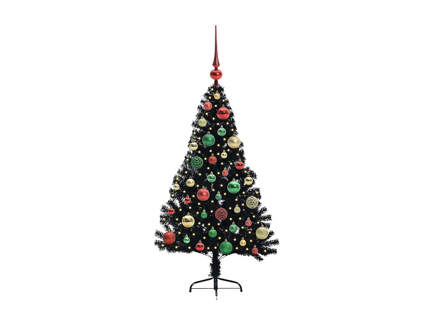 Sapin de Noël artificiel pré-éclairé Noir 120 cm PVC