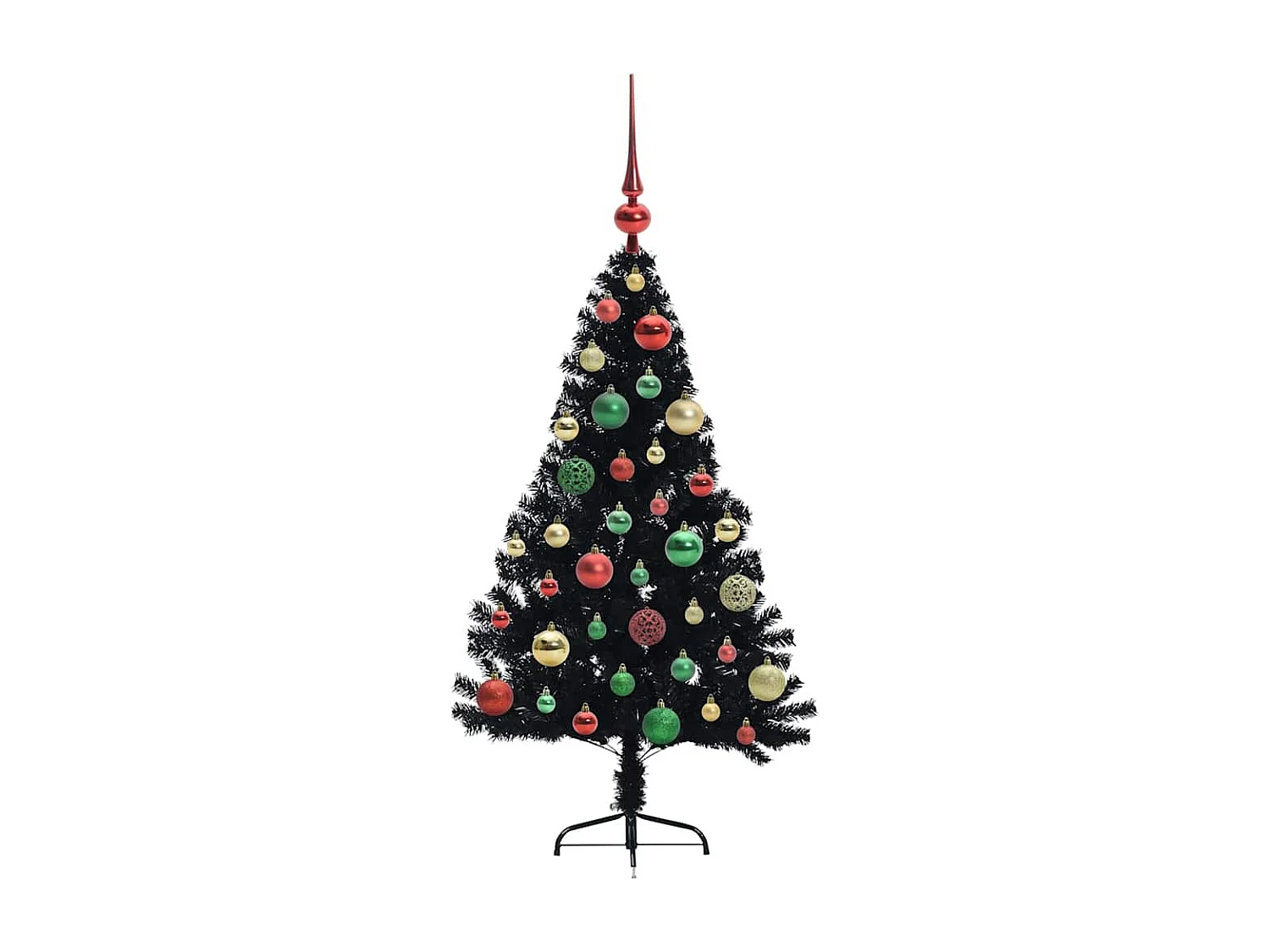 Sapin de Noël artificiel pré-éclairé Noir 120 cm PVC