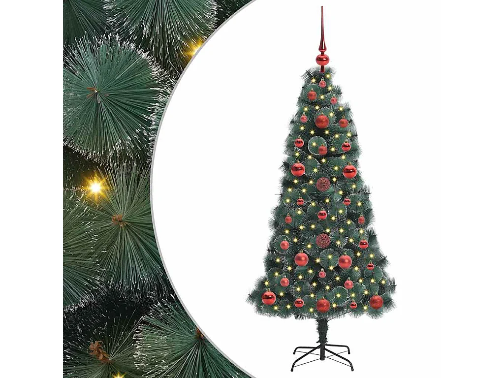 Albero di Natale artificiale preilluminato con set di palline