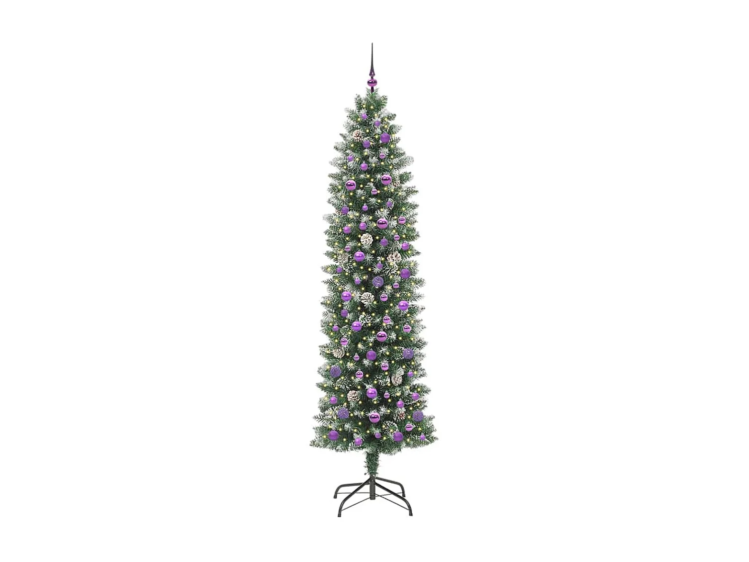 Albero di Natale artificiale sottile con 300 LED Verde e bianco 240 cm