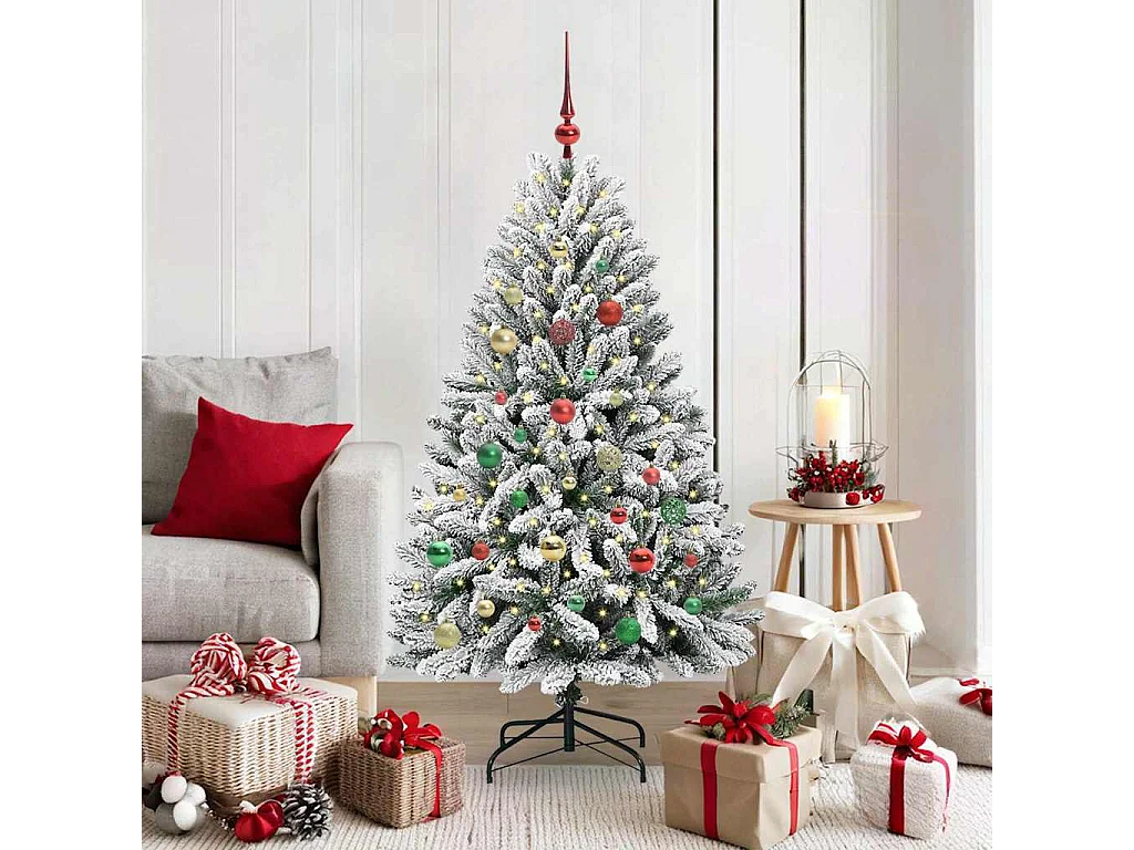 Sapin de Noël artificiel Vert et blanc 150 cm PVC et métal