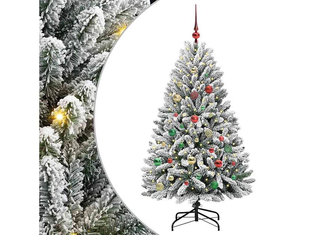 Sapin de Noël artificiel Vert et blanc 150 cm PVC et métal