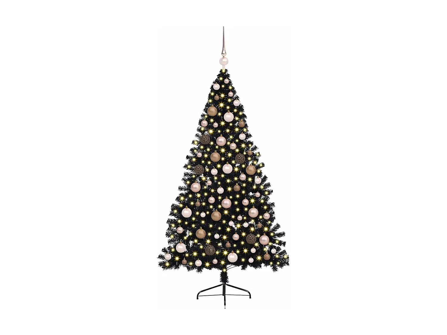 Sapin de Noël artificiel pré-éclairé Noir 180 cm PVC