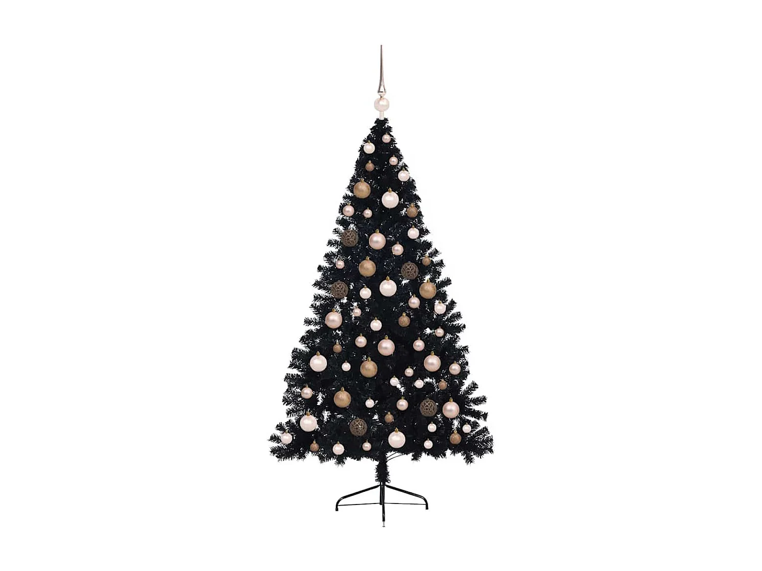 Sapin de Noël artificiel pré-éclairé Noir 180 cm PVC