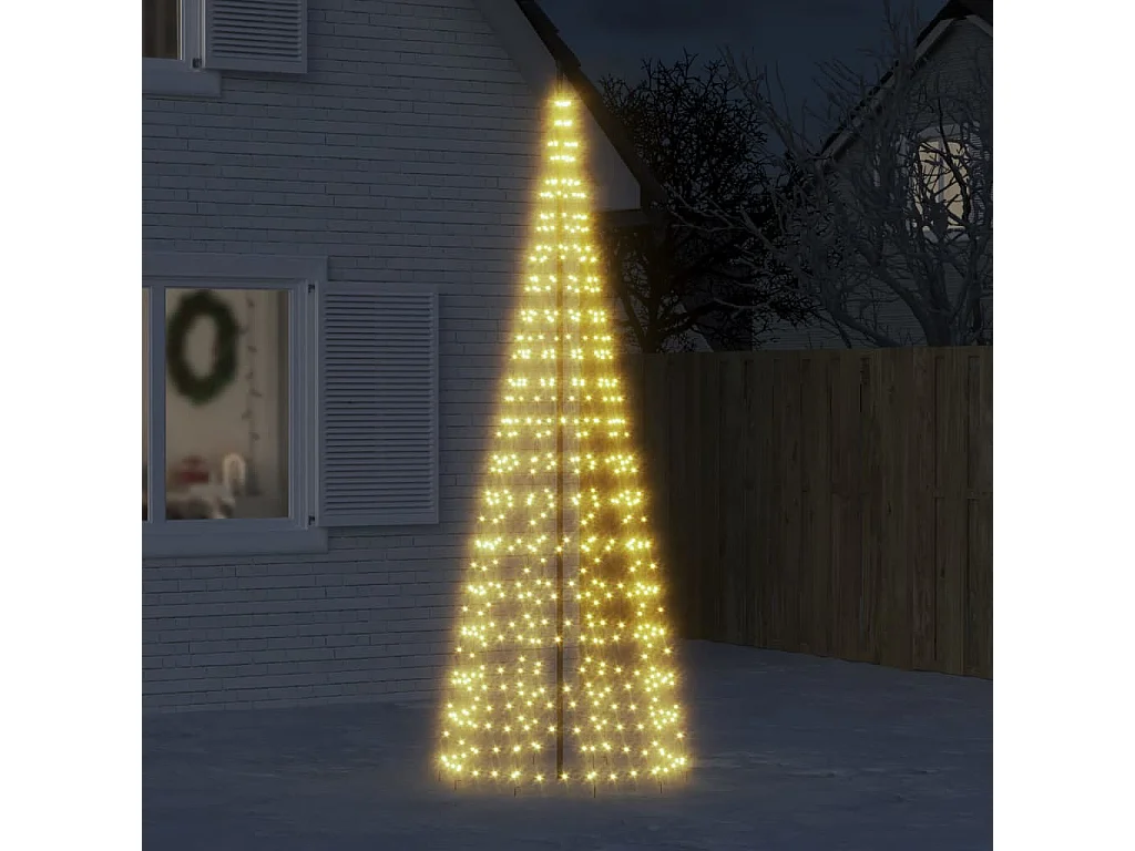 Sapin de Noël à LED sur mât de drapeau 550 LED blanc 300 cm