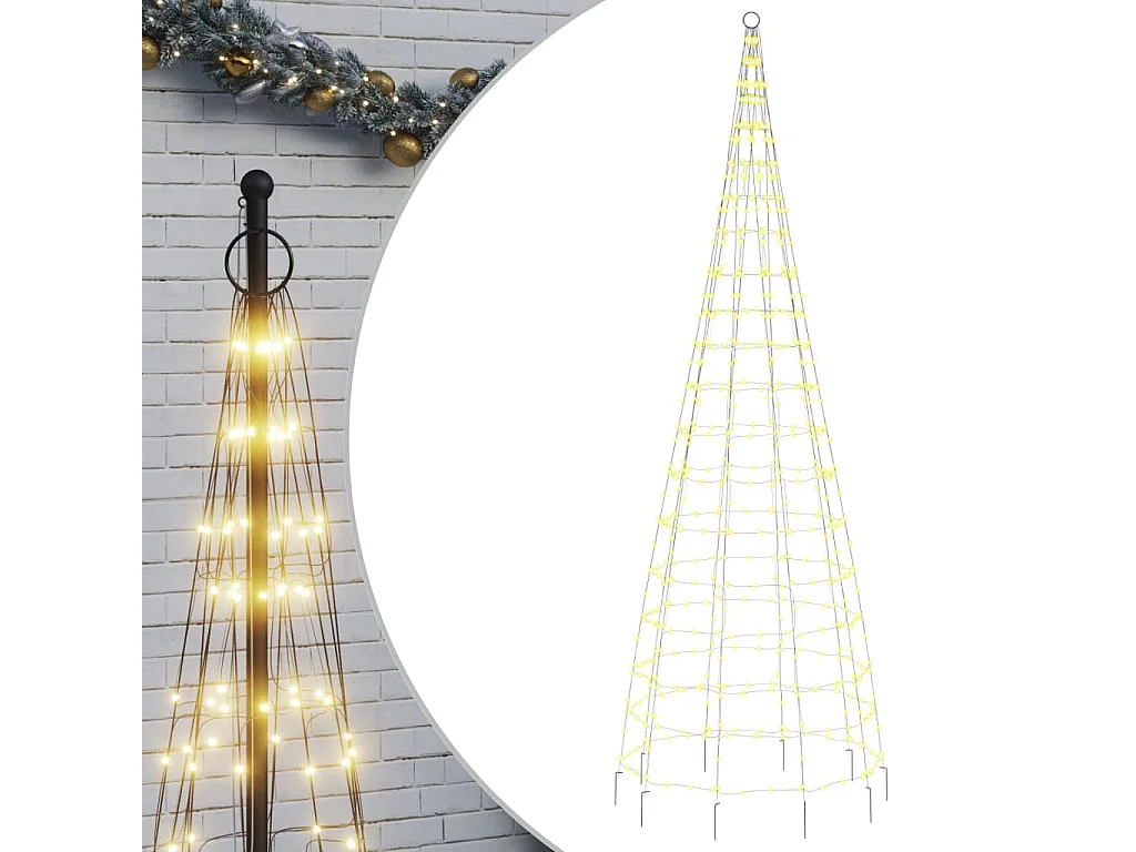 Sapin de Noël à LED sur mât de drapeau 550 LED blanc 300 cm