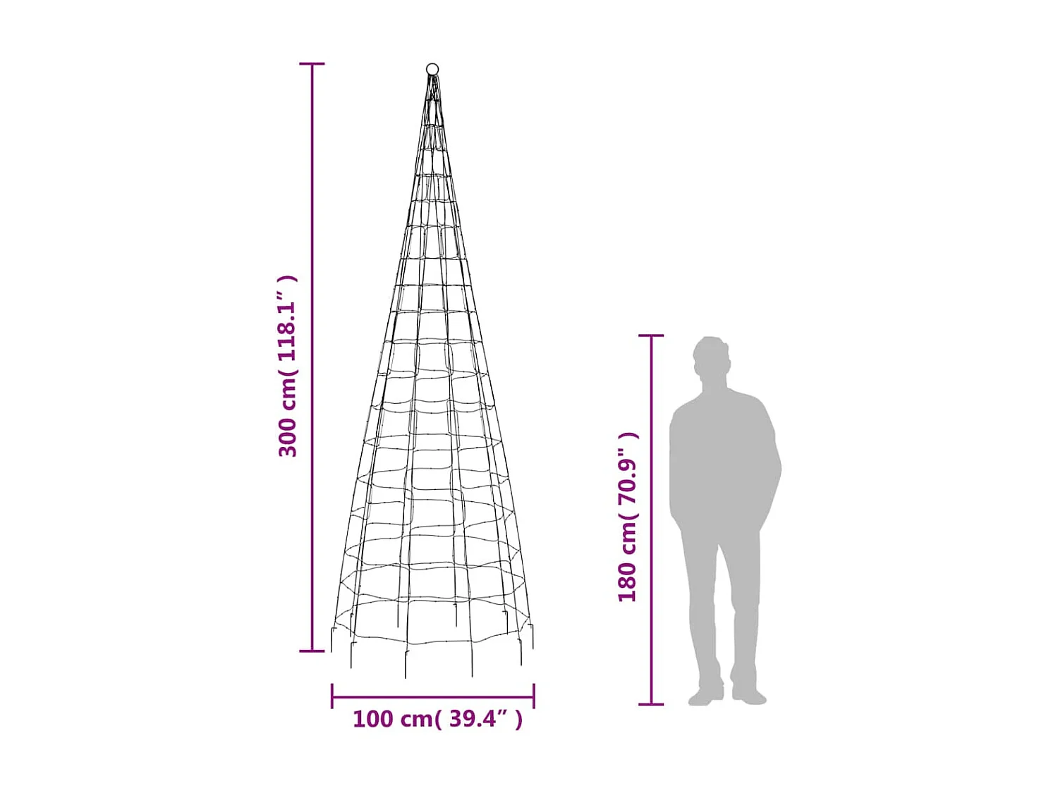 Sapin de Noël à LED sur mât de drapeau 550 LED blanc 300 cm