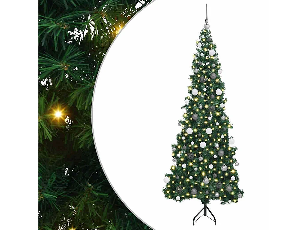 Albero di Natale artificiale angolare Verde 210 cm PVC e metallo