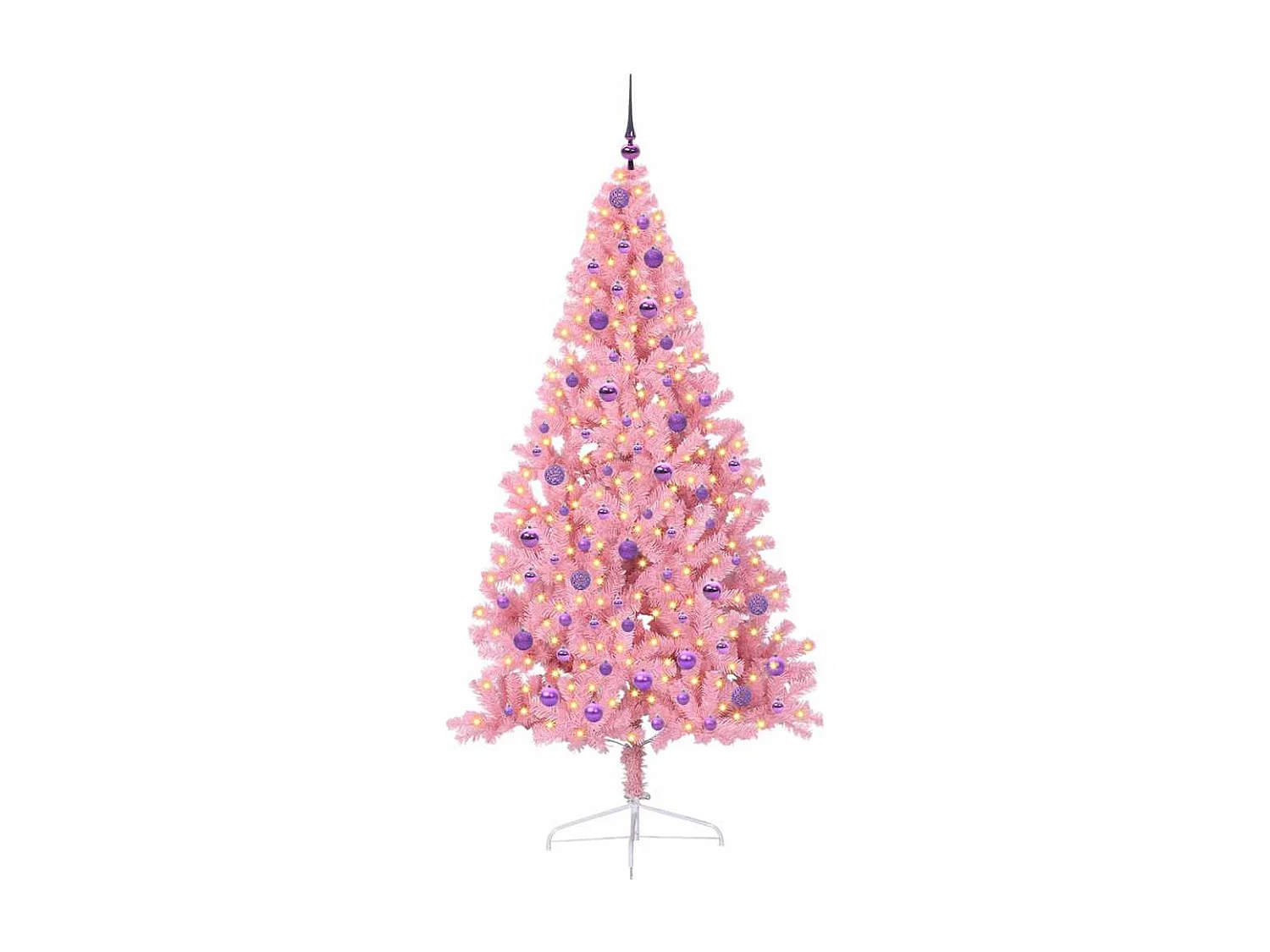 Künstlicher Weihnachtsbaum mit Beleuchtung, Rosa, 210 cm, PVC
