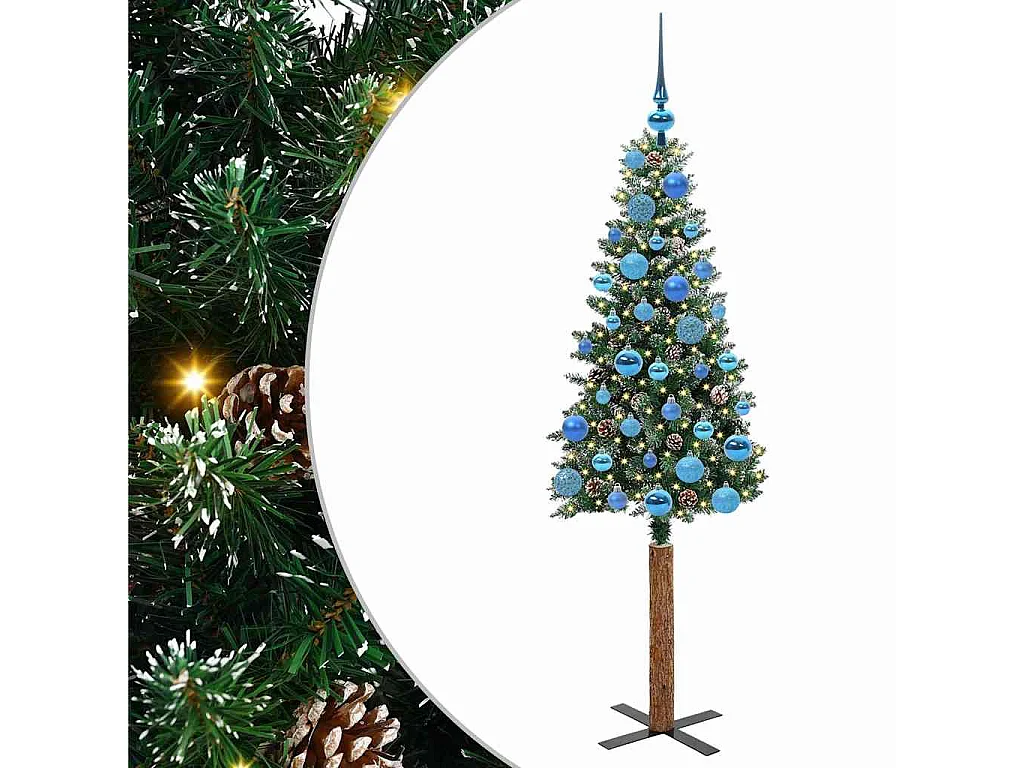 Sapin de Noël mince avec 150 LED Vert et blanc 150 cm