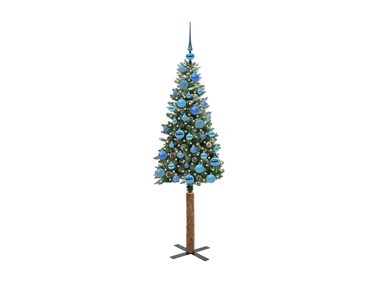 Sapin de Noël mince avec 150 LED Vert et blanc 150 cm