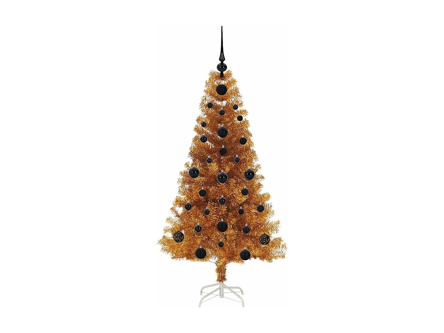 Sapin de Noël avec 150 LED avec support Doré 120 cm PET