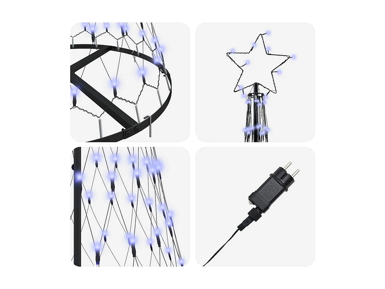 LED Weihnachtsbaum mit 230 LEDs Blau 71 x 71 x 184,5 cm Metall