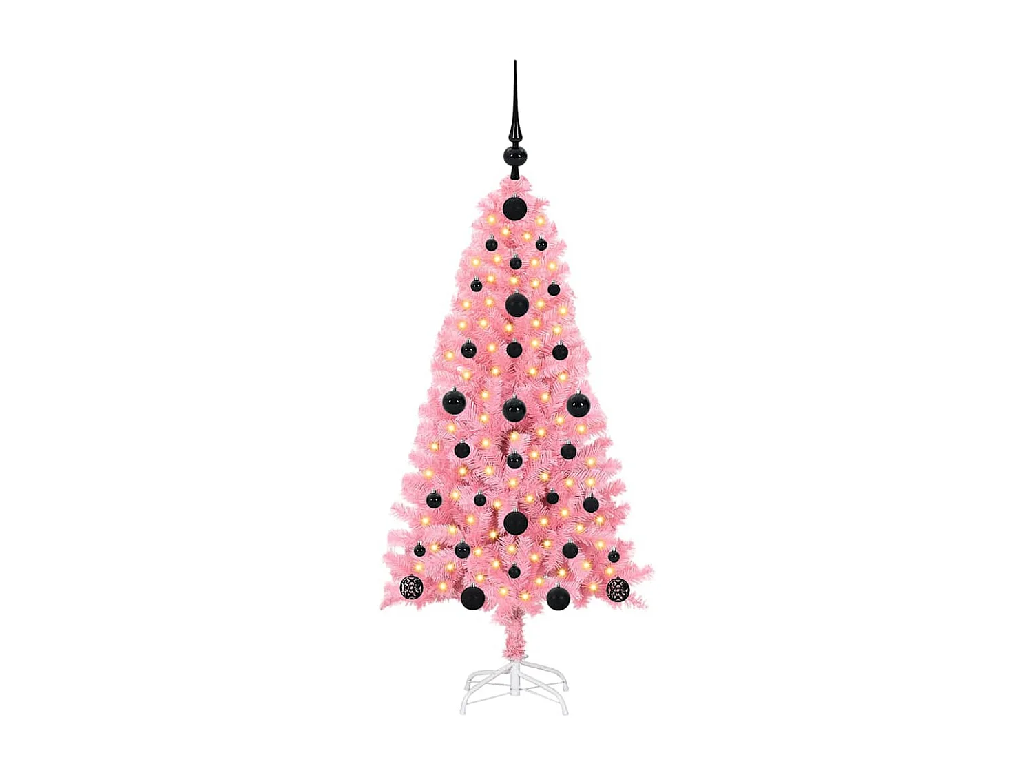 Sapin de Noël avec 150 LED avec support Rose 120 cm PVC