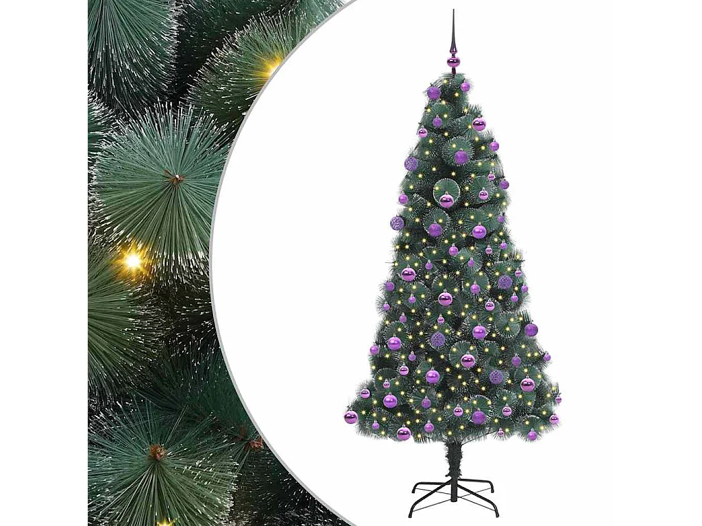 Albero di Natale artificiale preilluminato con set di palline