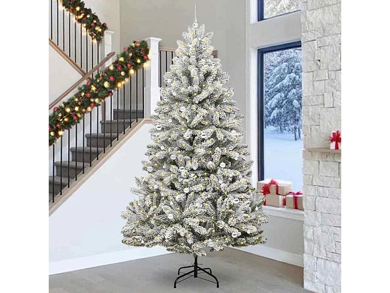 Sapin de Noël artificiel Vert et blanc 300 cm PVC et métal