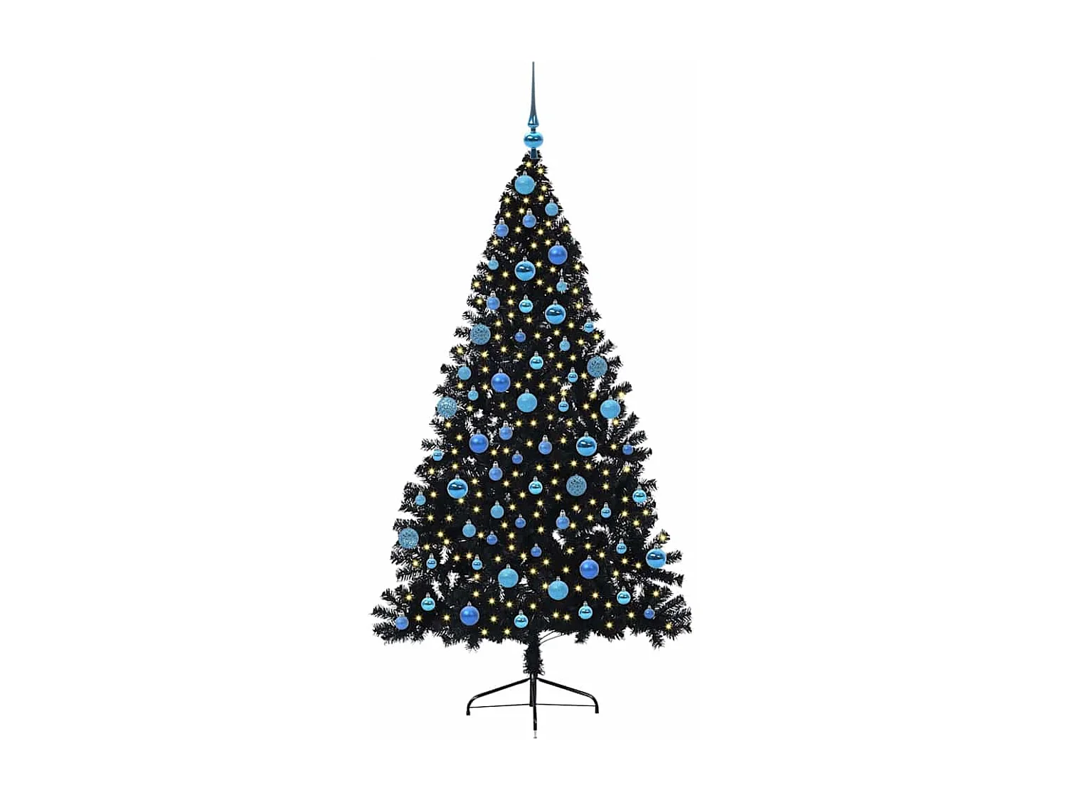 Künstlicher Weihnachtsbaum mit Beleuchtung, Schwarz, 180 cm, PVC