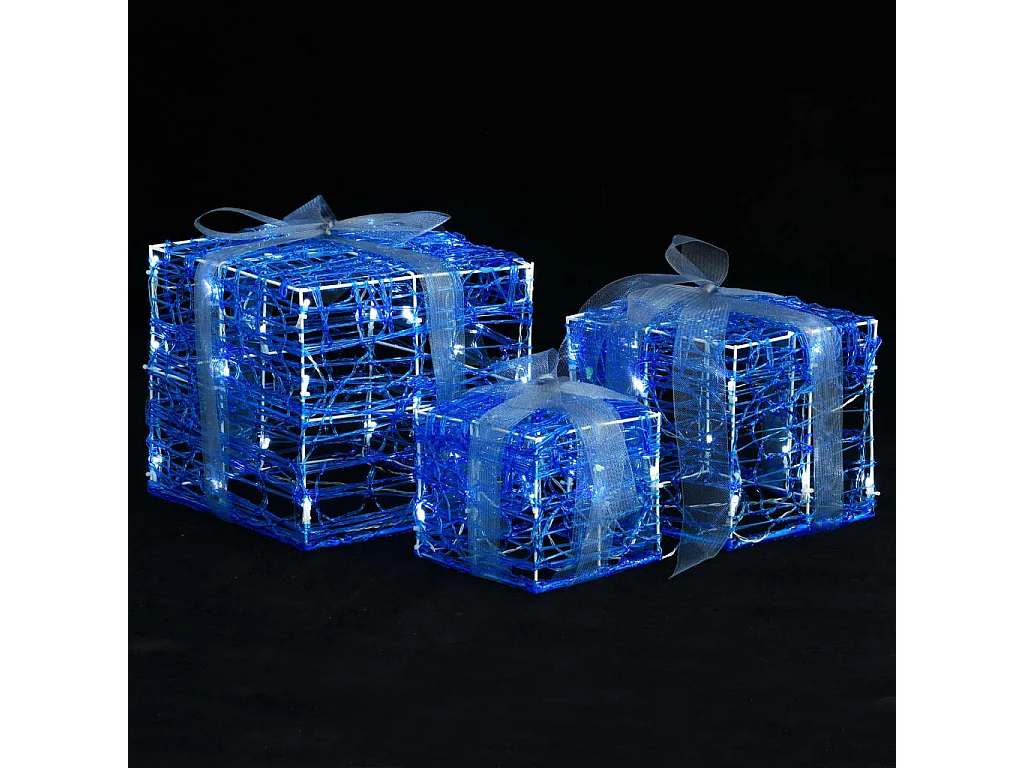 Scatole regalo decorative di Natale 3 pezzi in acrilico bianco freddo