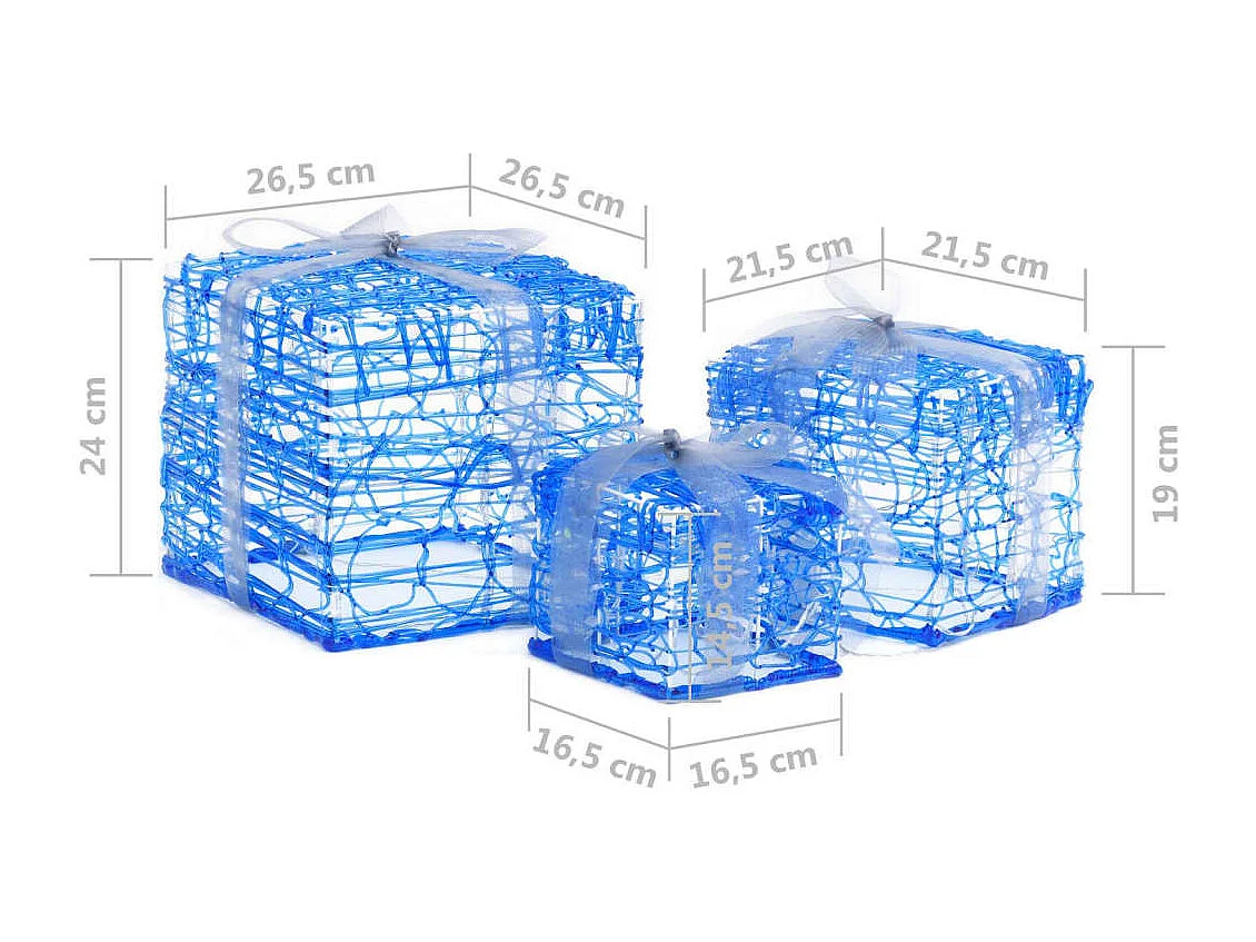 Scatole regalo decorative di Natale 3 pezzi in acrilico bianco freddo