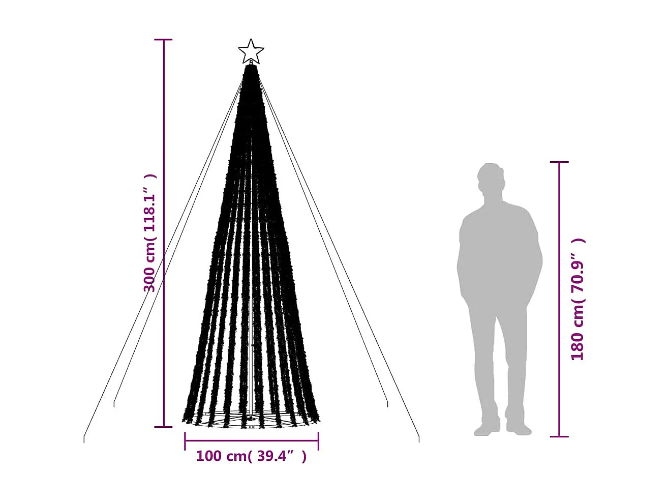Sapin de Noël à LED 688 LED colorées 300 cm