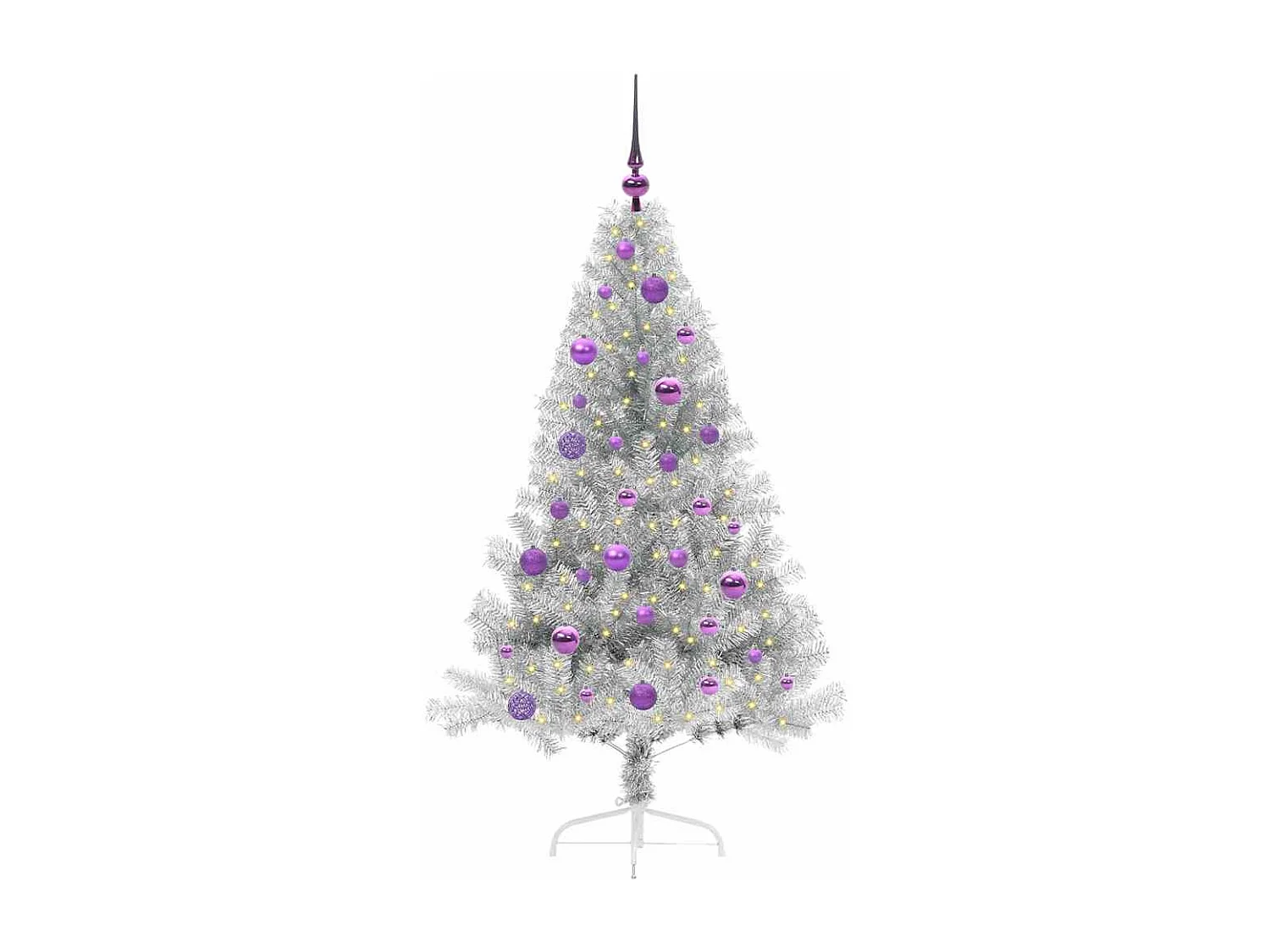 Sapin de Noël artificiel pré-éclairé Argent 150 cm PET
