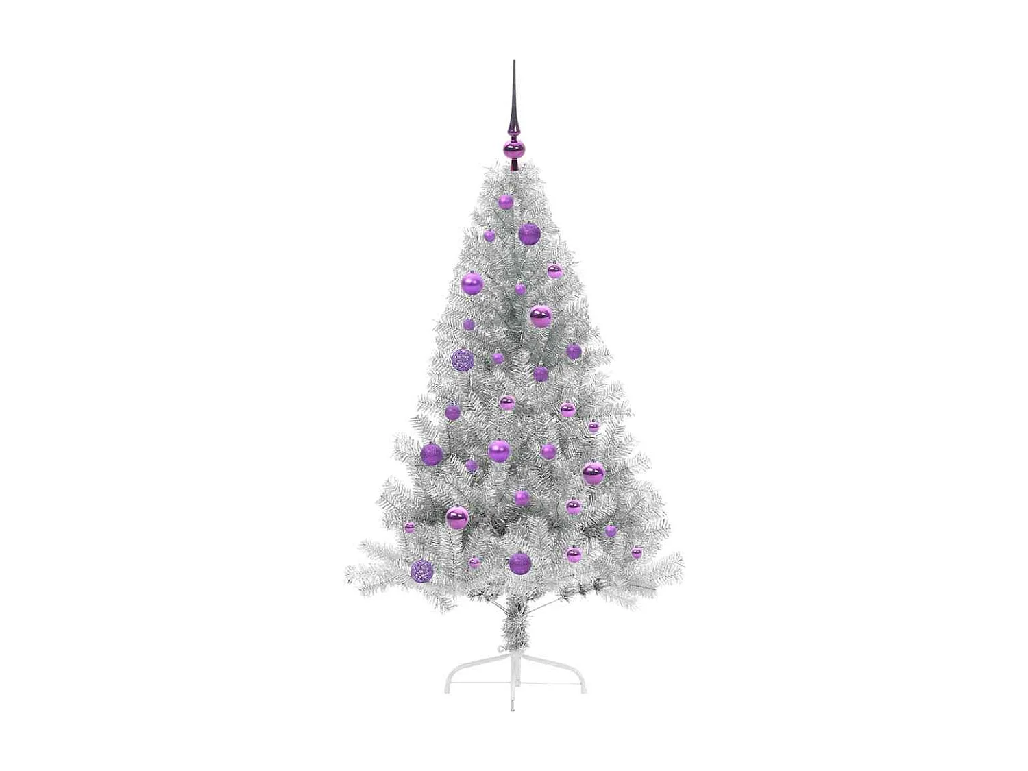 Sapin de Noël artificiel pré-éclairé Argent 150 cm PET