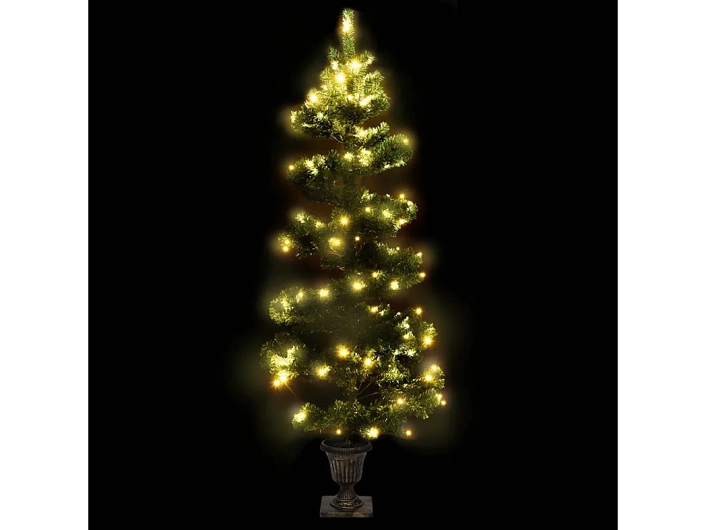 Albero di Natale a spirale preilluminato con vaso verde 120 cm PVC
