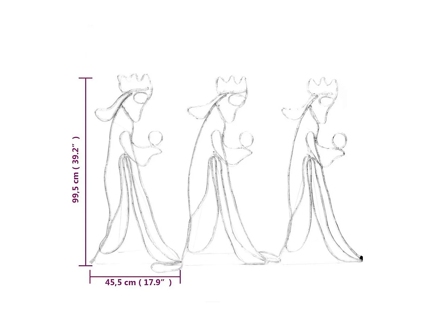 Drie Koningen Kerstfiguur met 504 LED's 99,5x45,5 cm