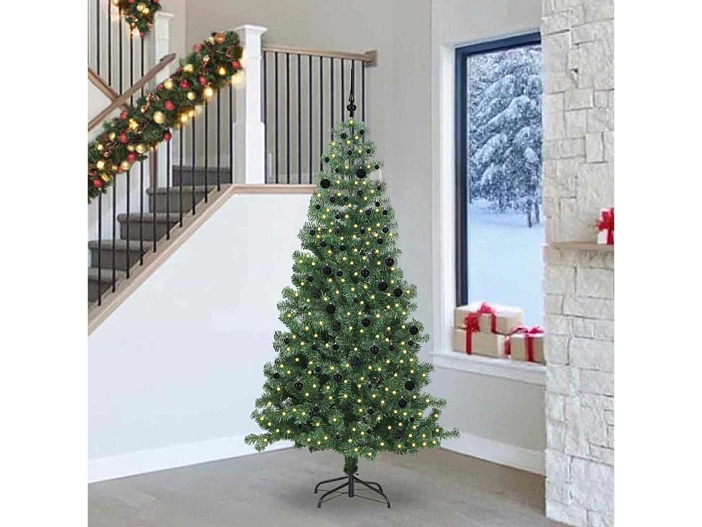 Albero di Natale con 300 LED con supporto Verde 240 cm PVC