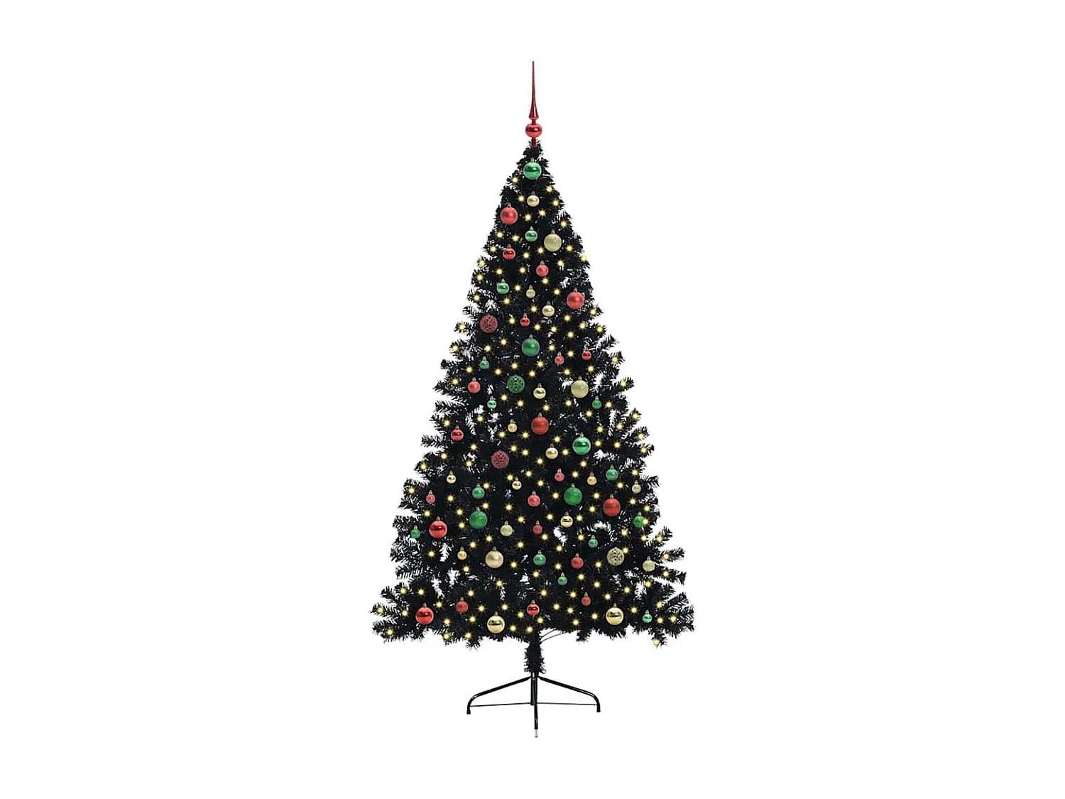 Sapin de Noël artificiel pré-éclairé Noir 180 cm PVC