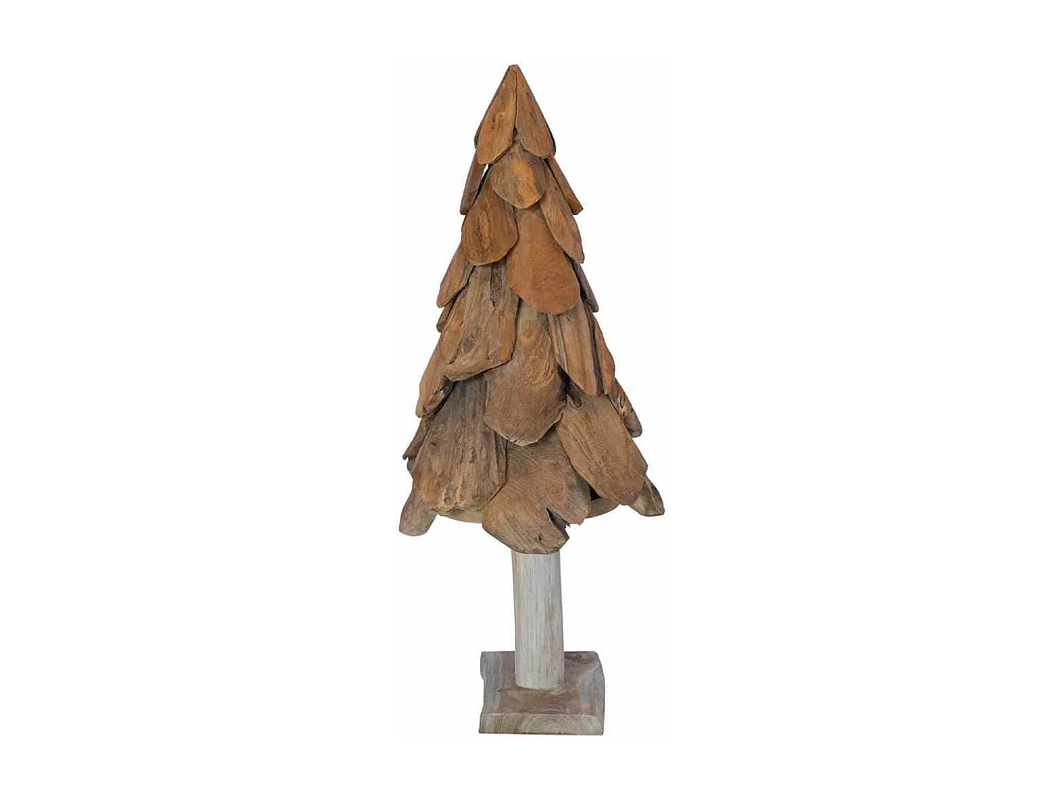 Albero di Natale con supporto marrone 90 cm in legno massello di teak
