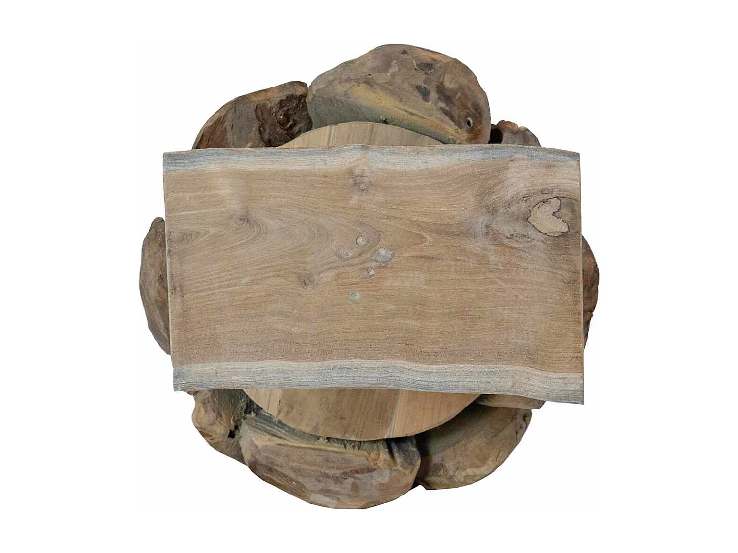 Albero di Natale con supporto marrone 90 cm in legno massello di teak