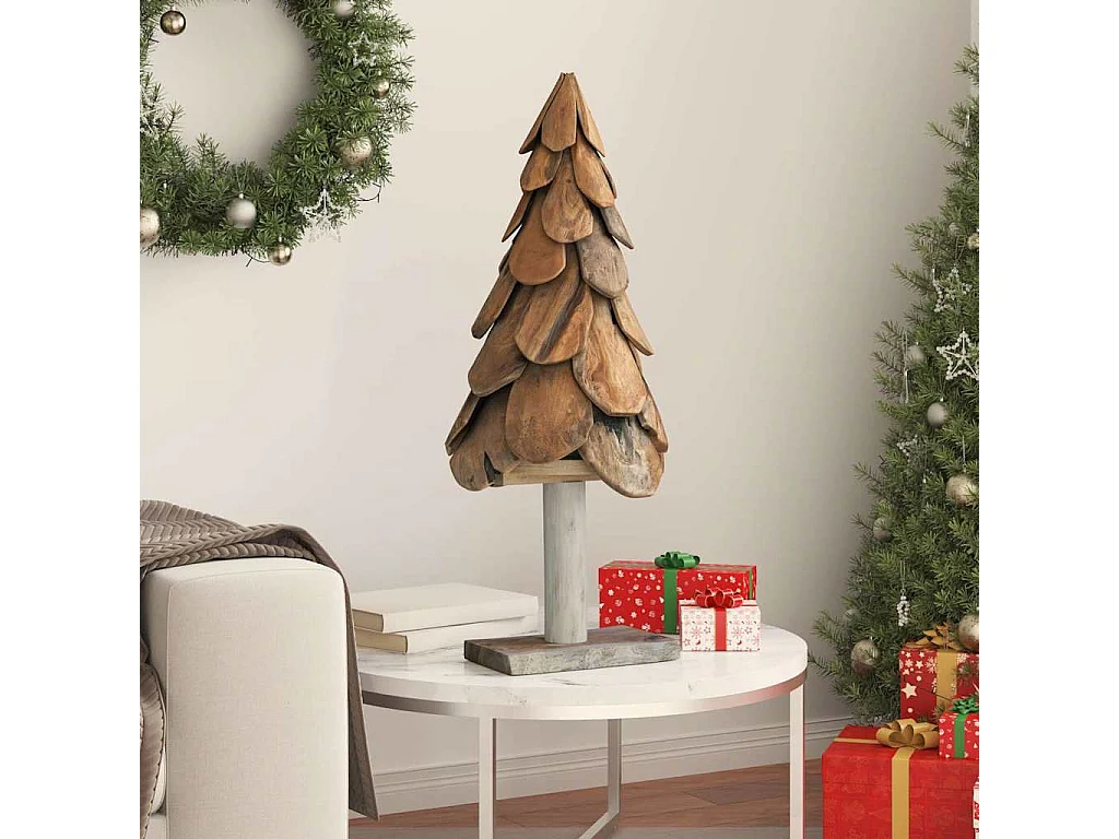 Kerstboom met standaard Bruin 90 cm Massief teakhout