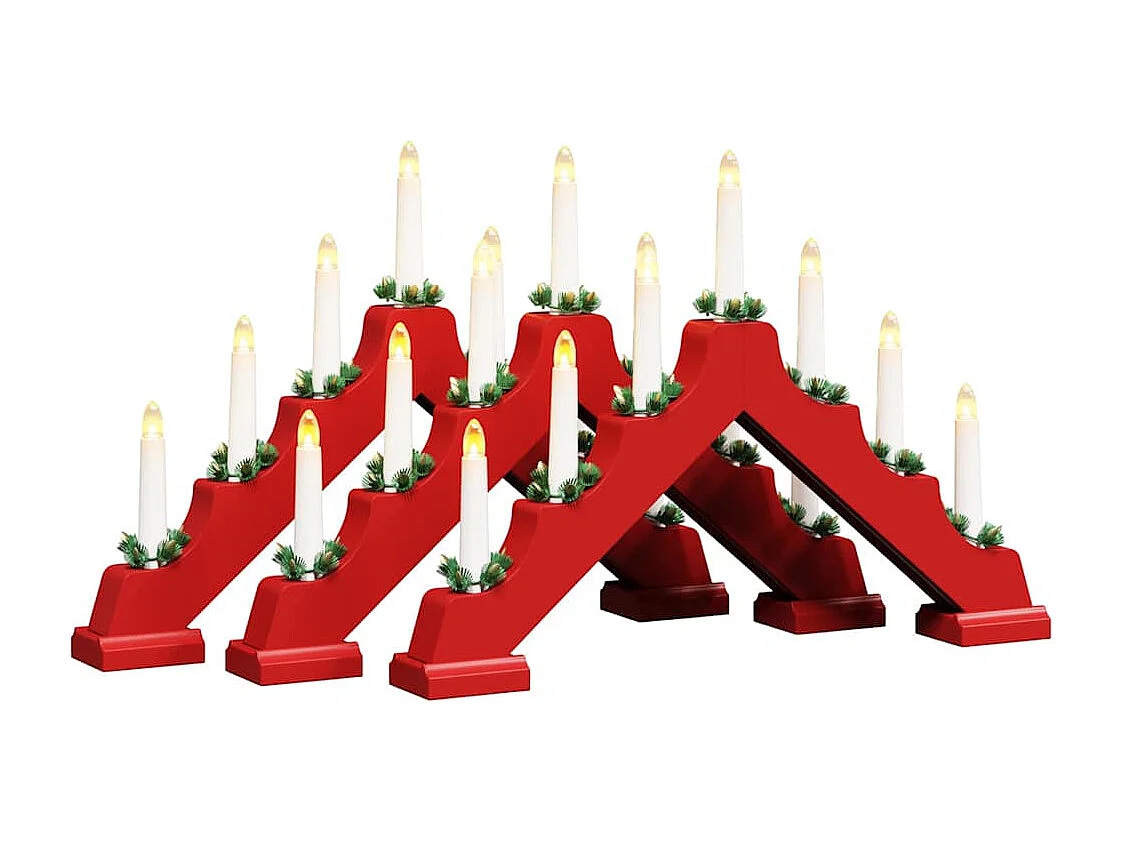 Pont de bougie de Noël 3 pcs Rouge 39.5 x 5 x 29 cm Pin massif