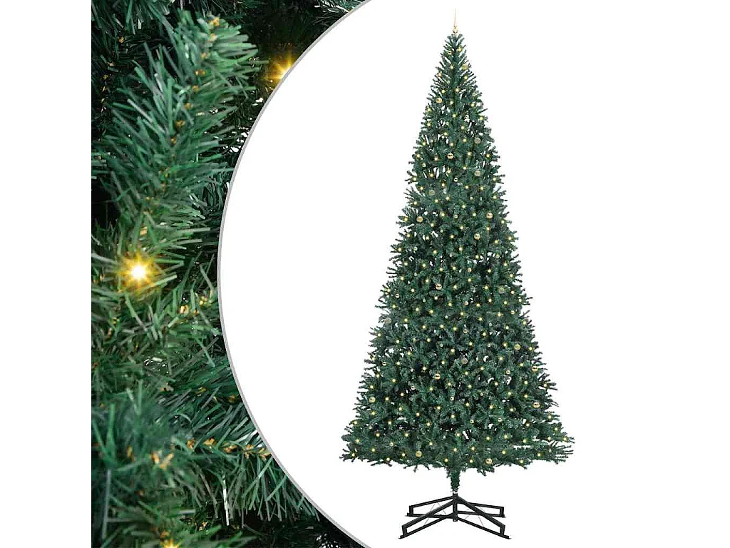 Albero di Natale artificiale preilluminato con set di palline