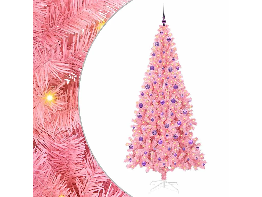 Sapin de Noël avec 300 LED avec support Rose 210 cm PVC