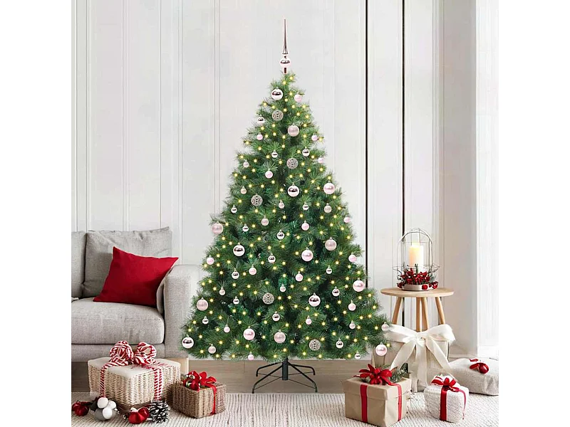 Sapin de Noël artificiel avec 300 LED Vert 180 cm PE et PVC