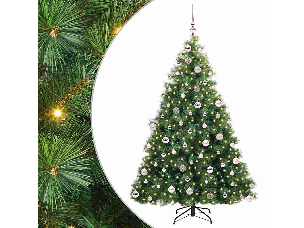 Sapin de Noël artificiel avec 300 LED Vert 180 cm PE et PVC