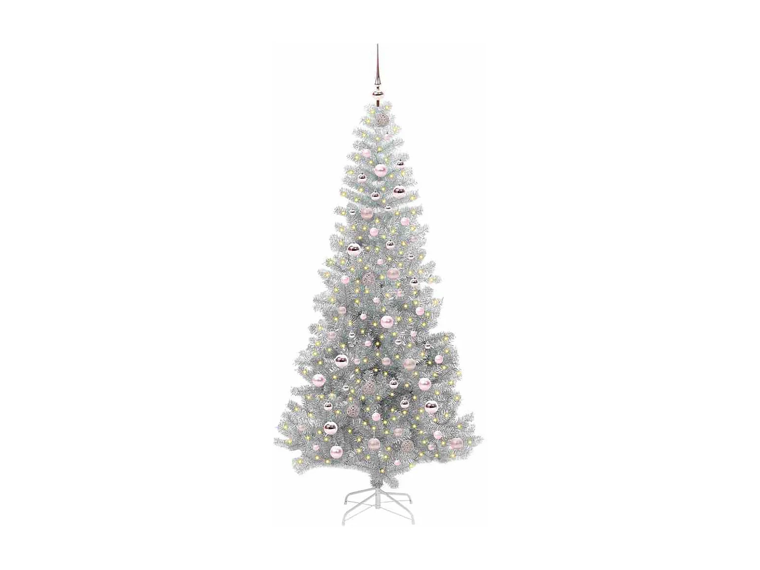 Sapin de Noël avec 300 LED avec support Argent 210 cm PET