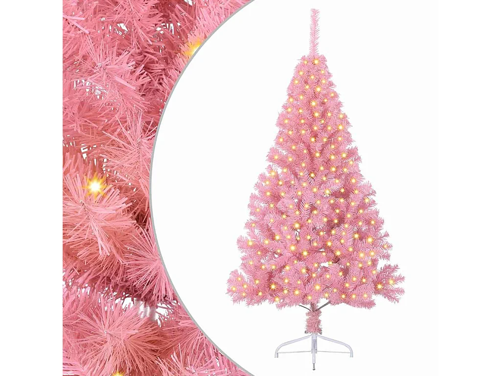 Voorverlichte kunstkerstboom roze 180cm PVC